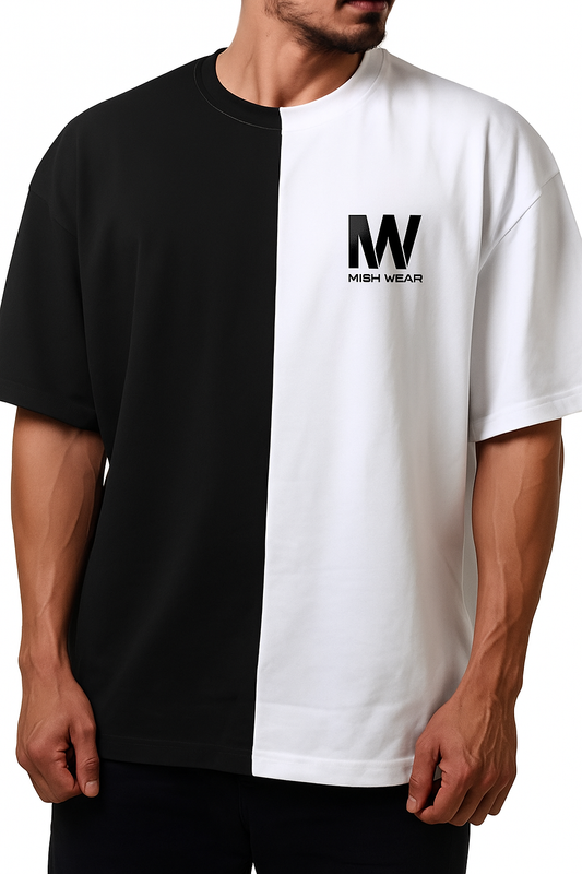 MW DualTonne Unisex T-Shirt – Black & White | 220 GSM Premium Cotton Jersey