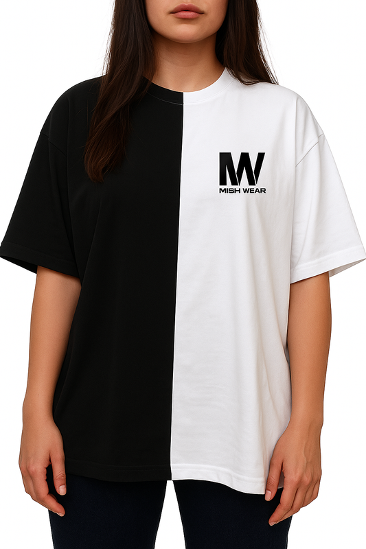 MW DualTonne Unisex T-Shirt – Black & White | 220 GSM Premium Cotton Jersey