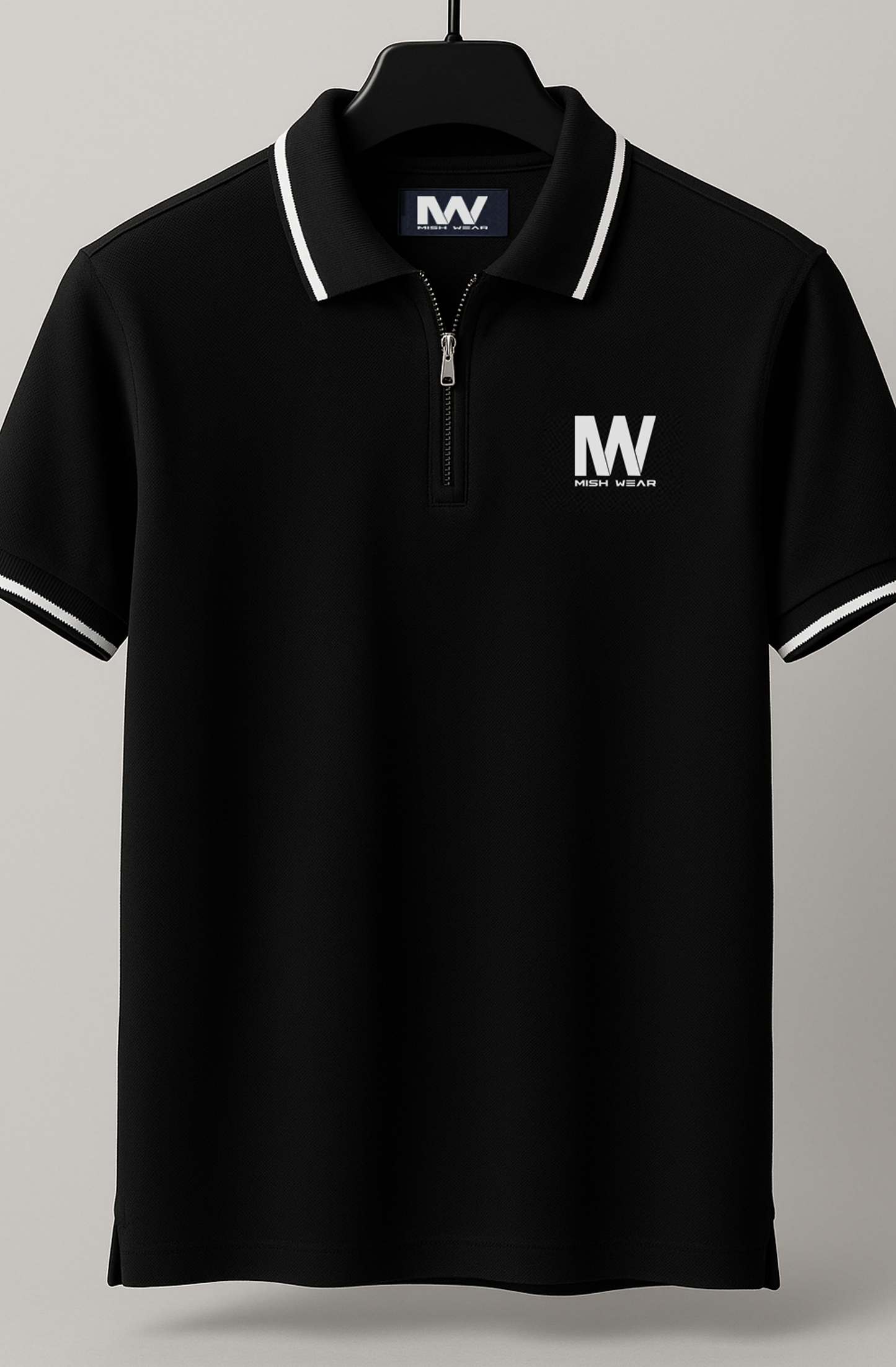 MW Signature Zipper Polo – Premium Pure Jersey, 220 GSM Fabric