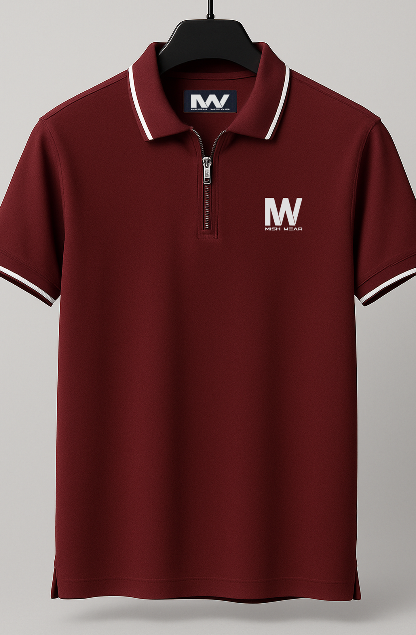 MW Signature Zipper Polo – Premium Pure Jersey, 220 GSM Fabric