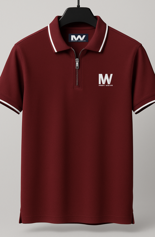 MW Signature Zipper Polo – Premium Pure Jersey, 220 GSM Fabric