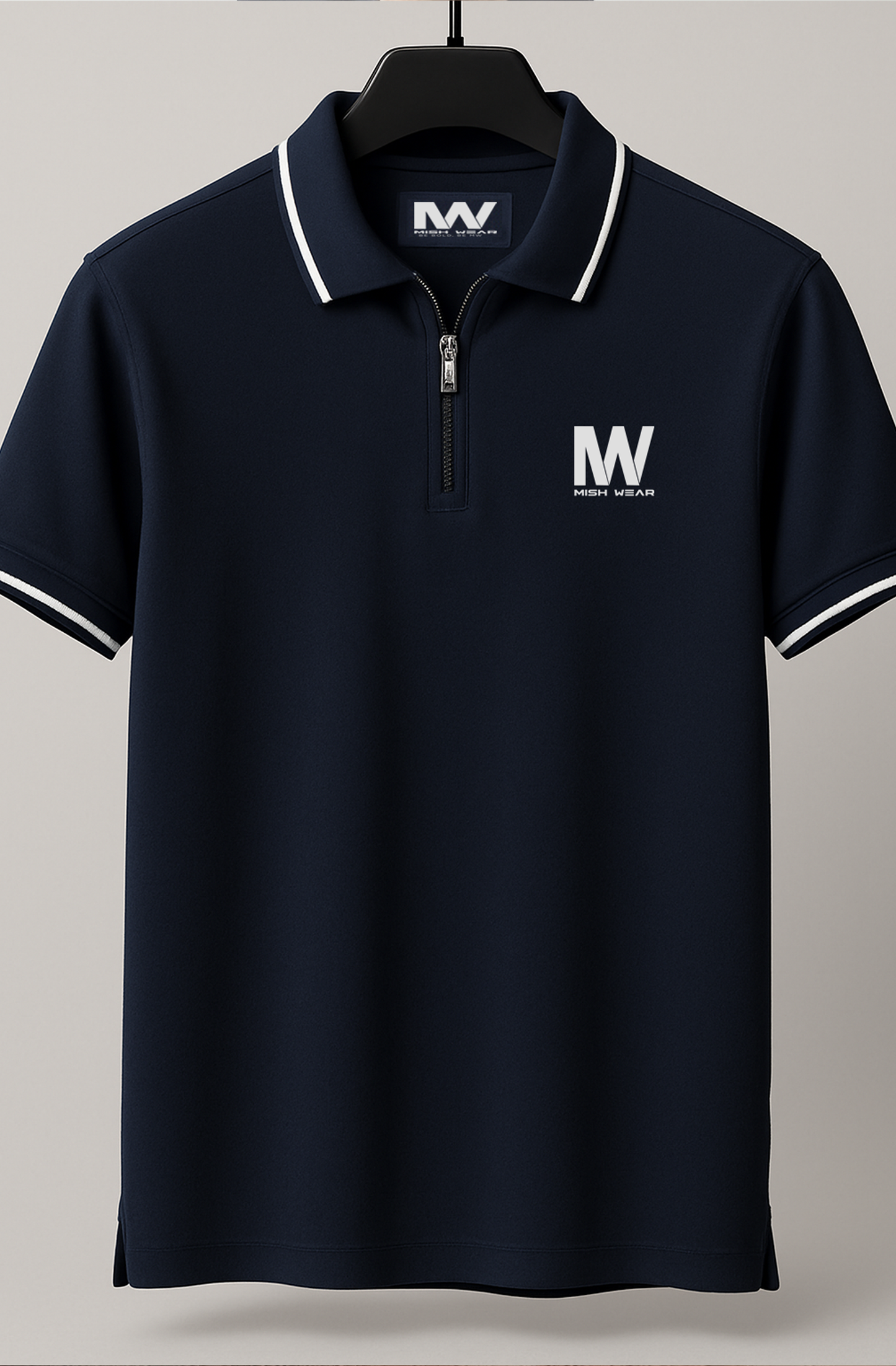 MW Signature Zipper Polo – Premium Pure Jersey, 220 GSM Fabric