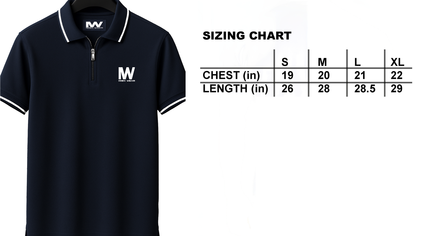 MW Signature Zipper Polo – Premium Pure Jersey, 220 GSM Fabric